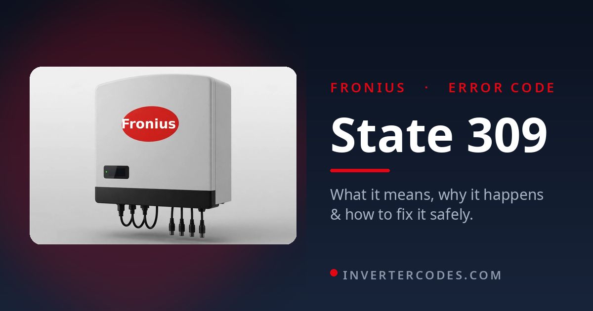 Fronius Inverter STATE 309 Error: Meaning, Causes & Safe Fix