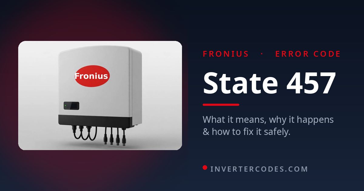 Fronius Inverter STATE 457 Error: Meaning, Causes & Safe Fix